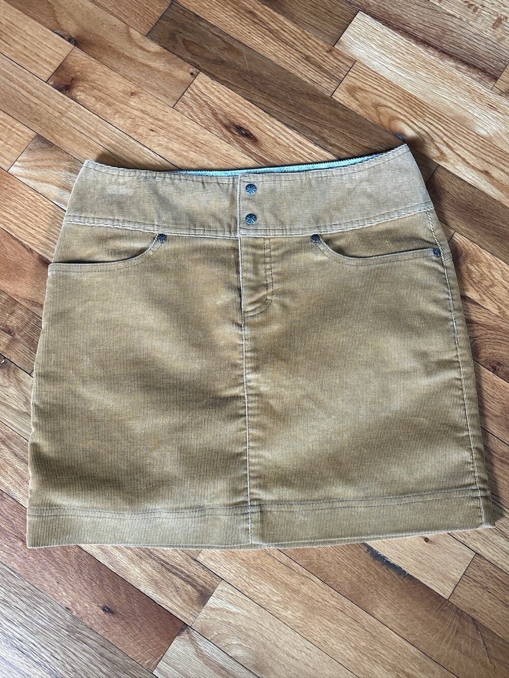 Athleta Corduroy Tan Brown Mini Skirt Womens Size 2 Zip Pocket Fall Autumn